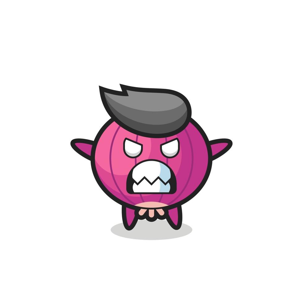 wrathful expression of the onion mascot character vector