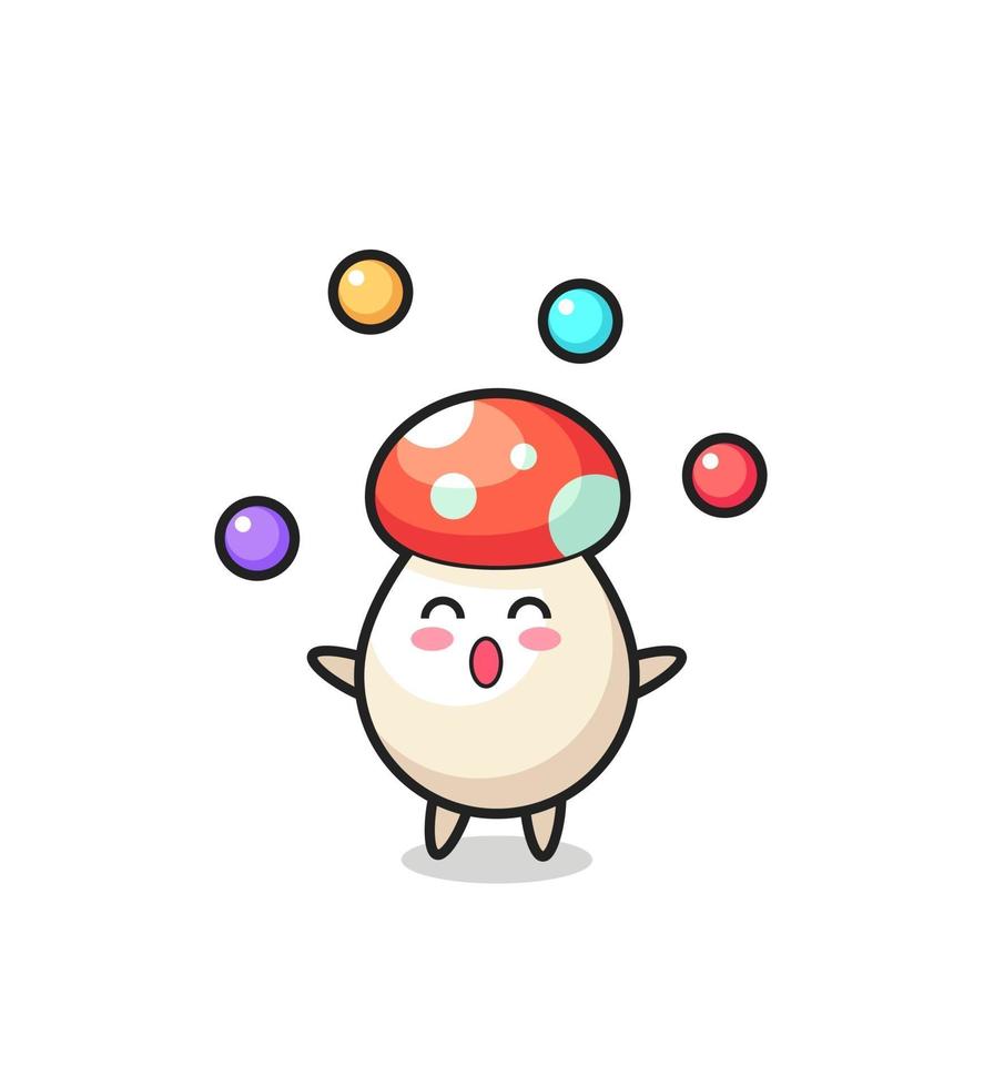 the mushroom circus cartoon juggling a ball vector