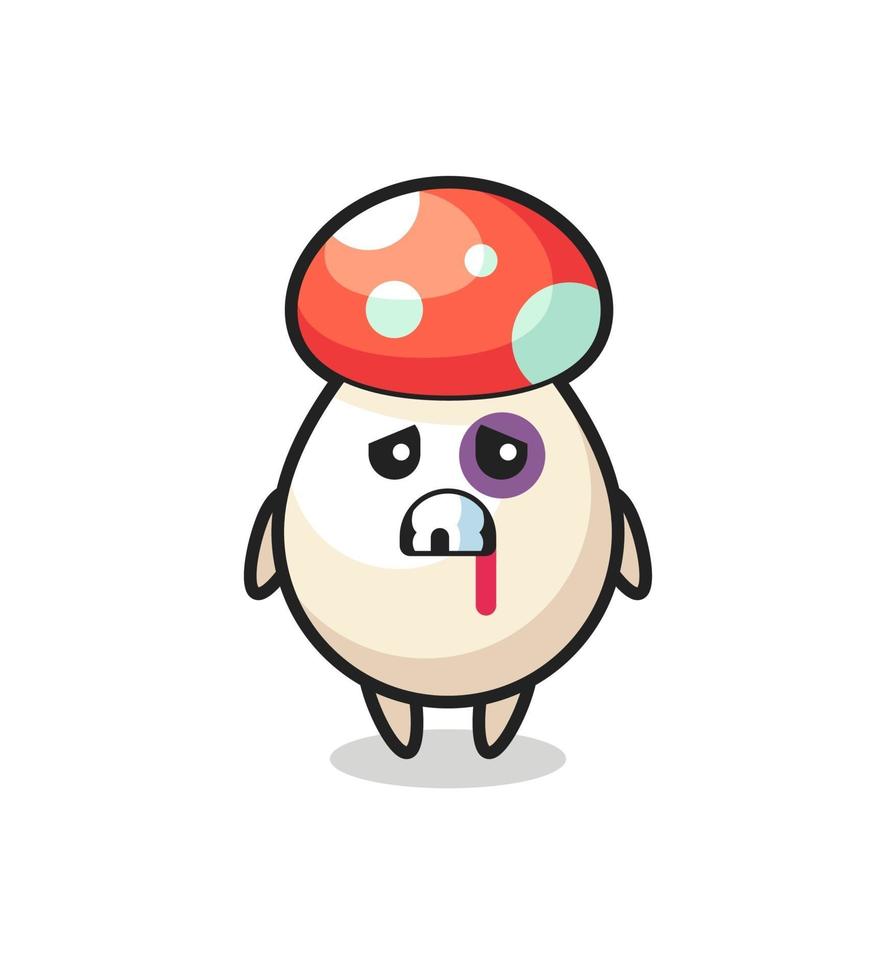 injured mushroom character with a bruised face vector