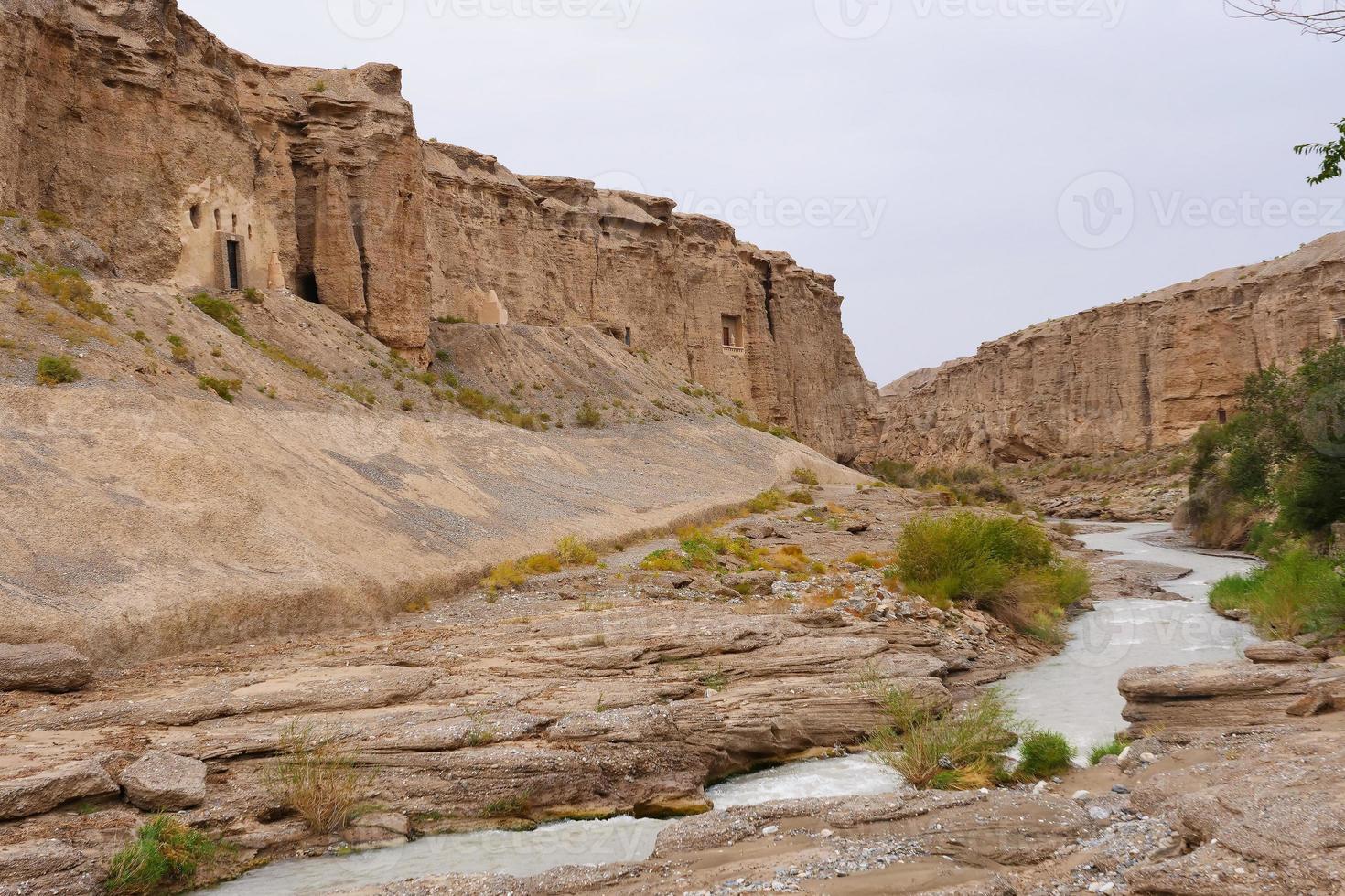 Landscape view of The Yulin Cave in Dunhuang Ggansu China photo