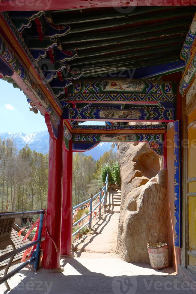 corridor of Thousand Buddha Caves in Mati Temple, Zhangye China. photo
