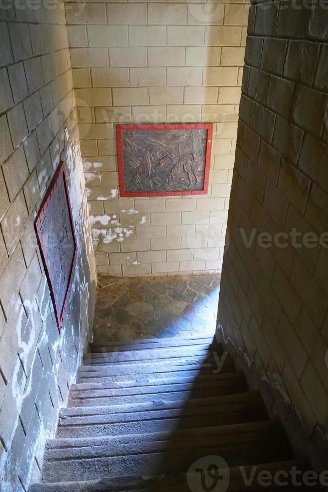 Stone ladder in the beacon tower in Qilian Mountain Qinghai China. photo