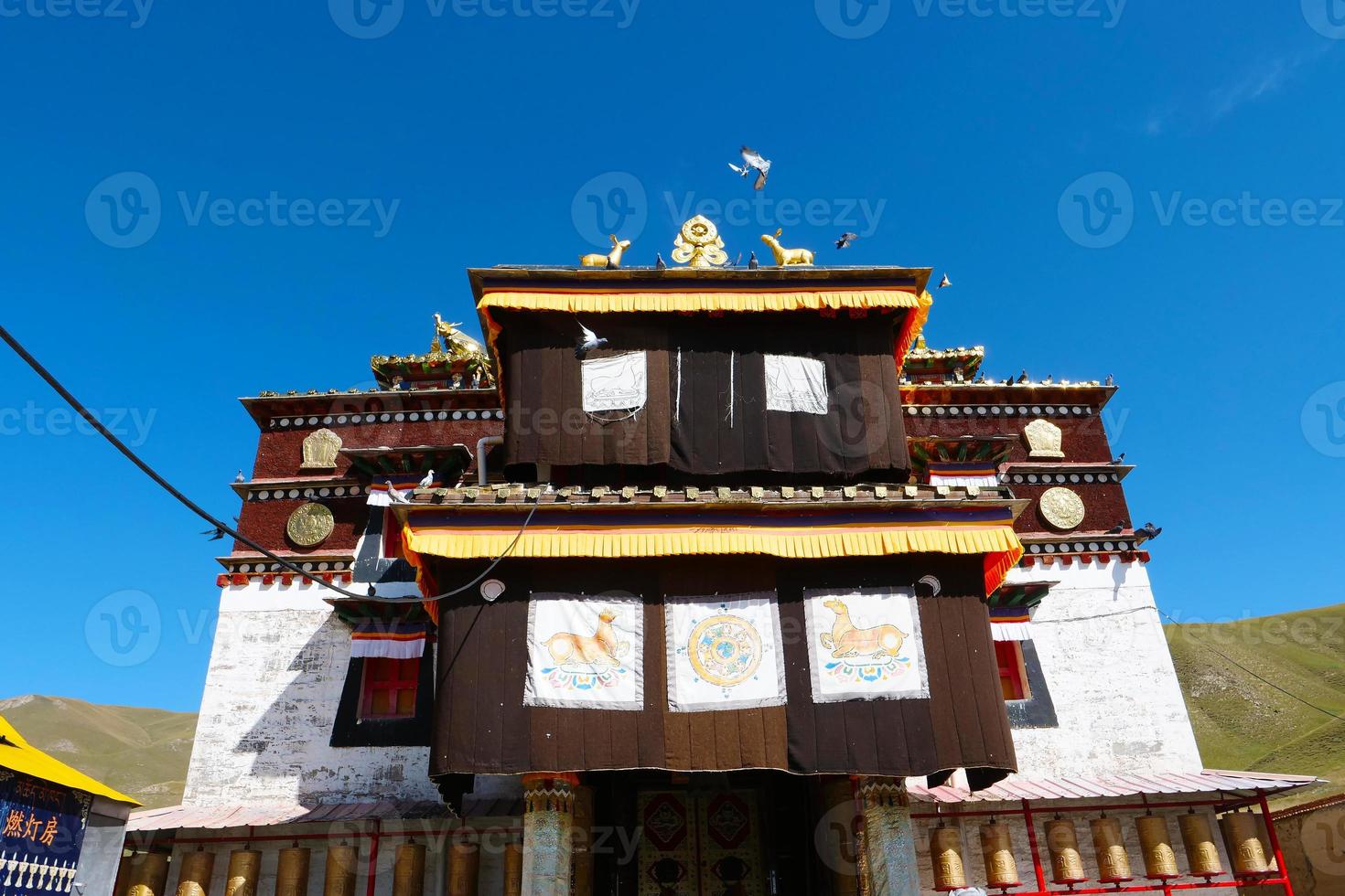 Tibetan Buddhist monastery Arou Da Temple in Qinghai China. photo