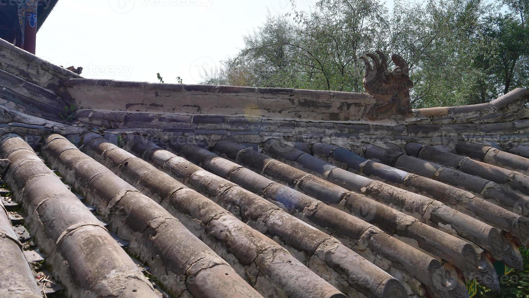 Ancient traditional Chinese architecture stone rock roof tile photo