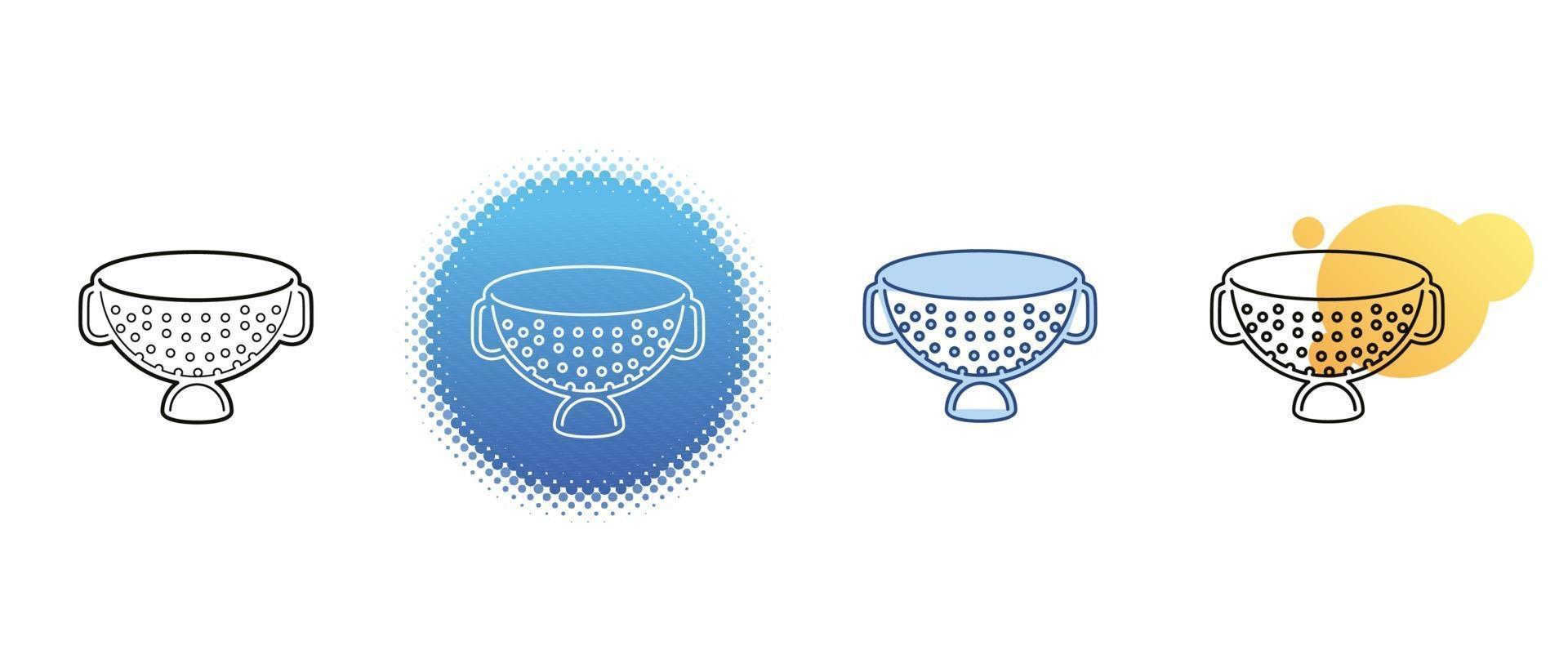 This is a set of contour and color colander icons vector