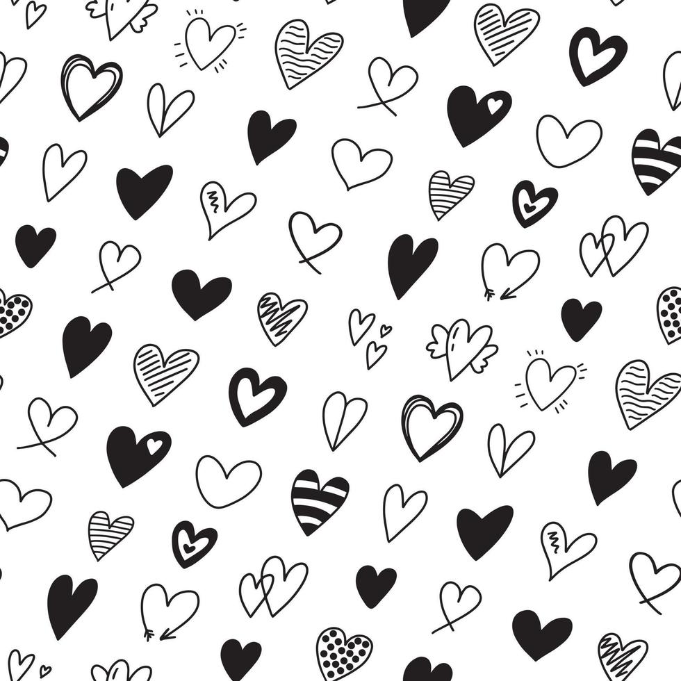 Seamless pattern with different hand drawn heart doodles icons 3391827 ...