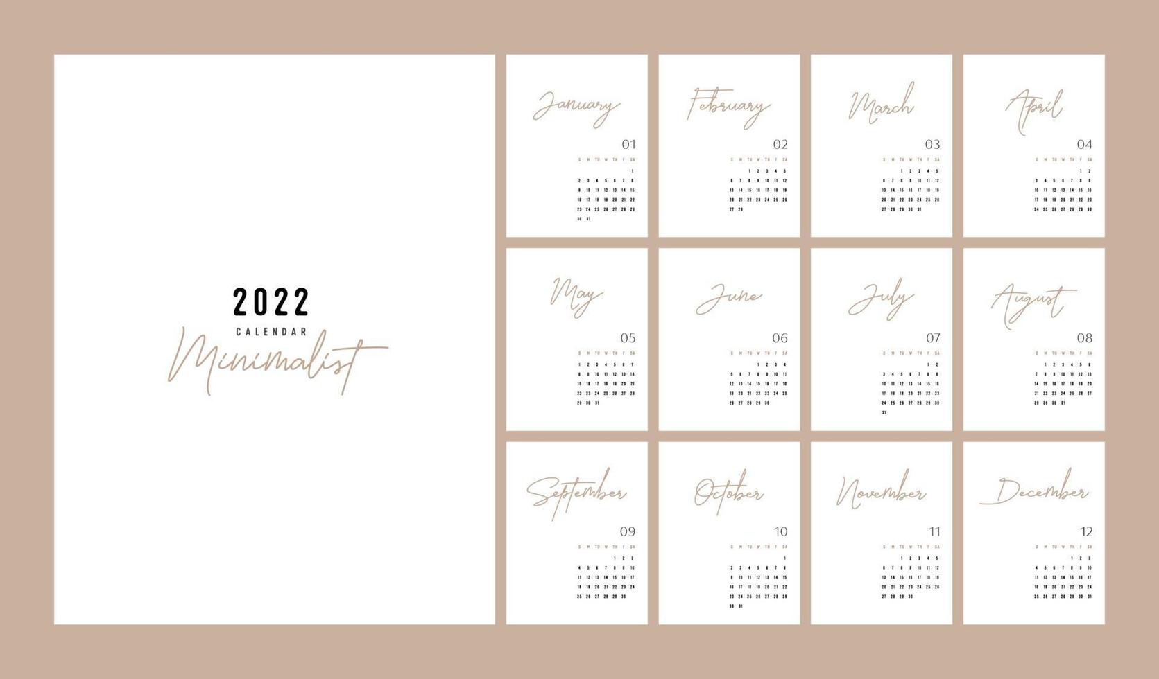 Minimalist 2022 Calendar Calendar 2022 Trendy Minimalist Style. Minimal Calendar 3391864 Vector Art  At Vecteezy