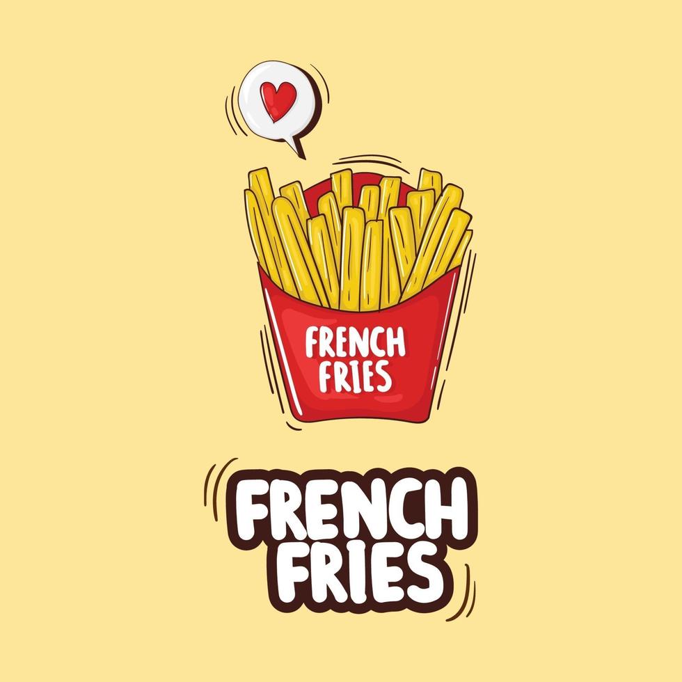 Colorful Hand Drawn French Fries Illustration vector