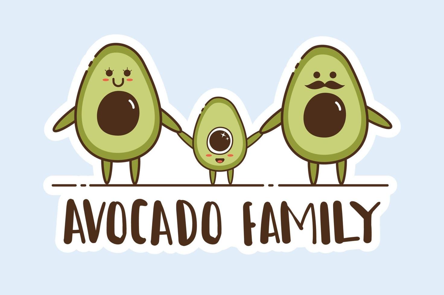 Colorful Hand Drawn Avocado Sticker vector