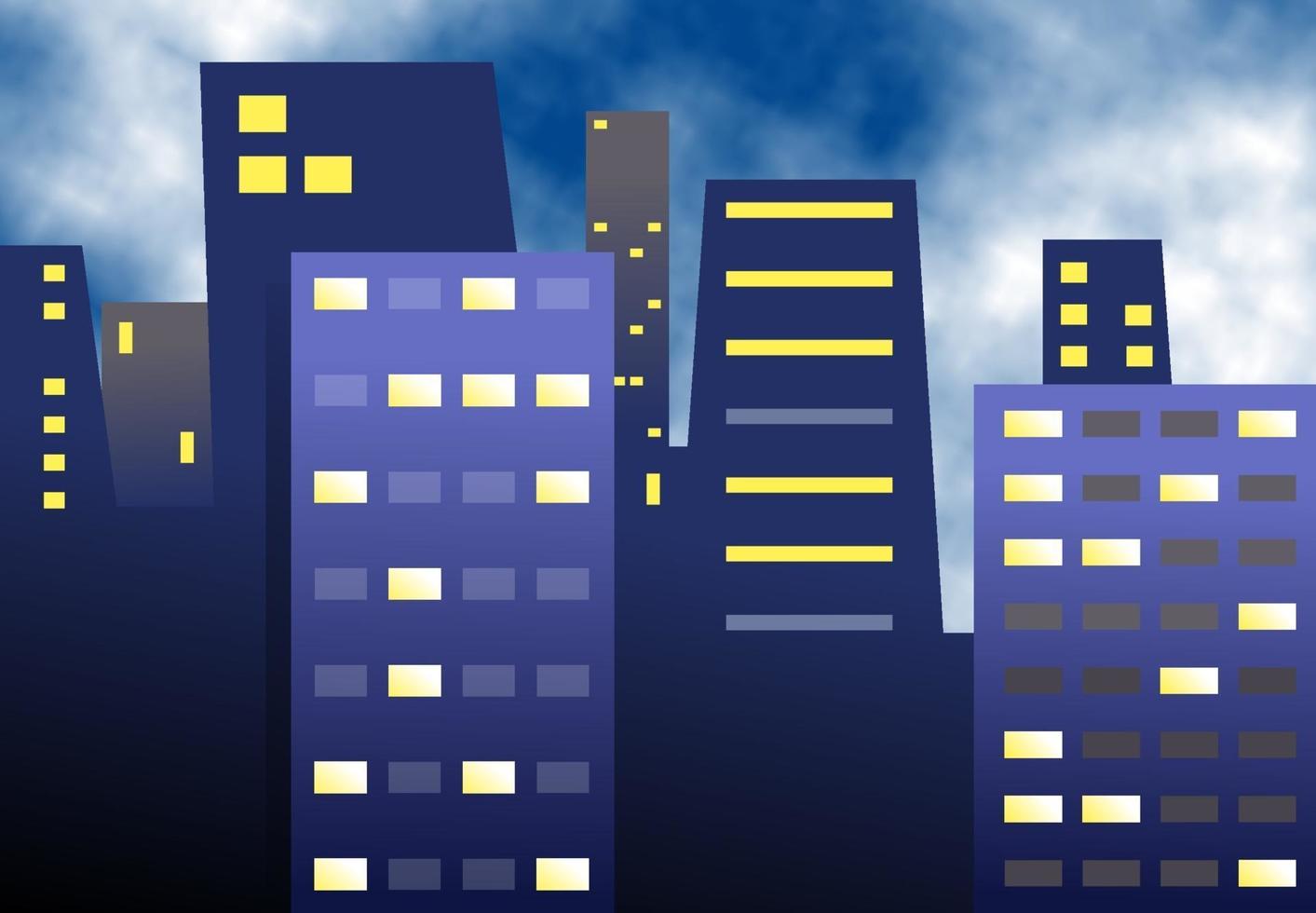 Night Time Simple Skyscraper City Landscape Scene vector