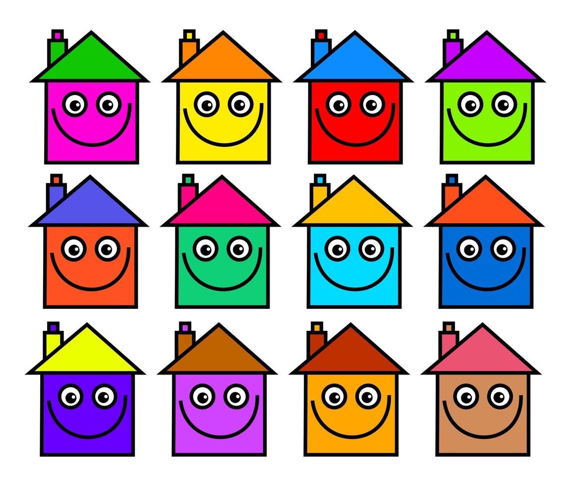 Colorful Happy Smiling Village Housing Community vector