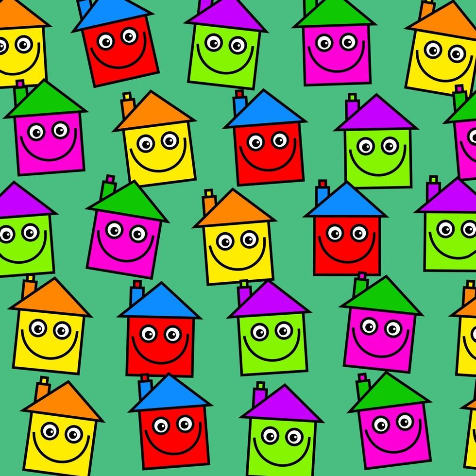 Colorful Happy Smiling Village Housing Community Wallpaper vector