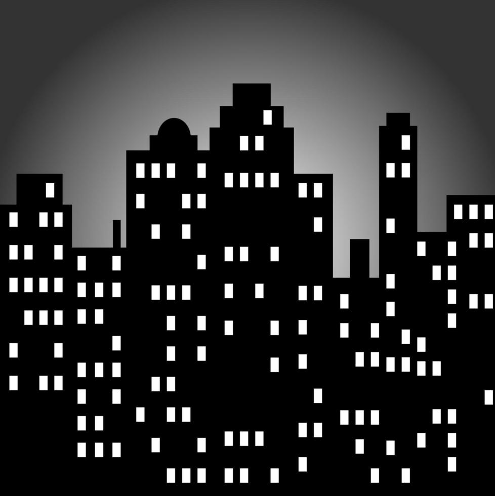rascacielos noche ciudad torre escena gráfica vector