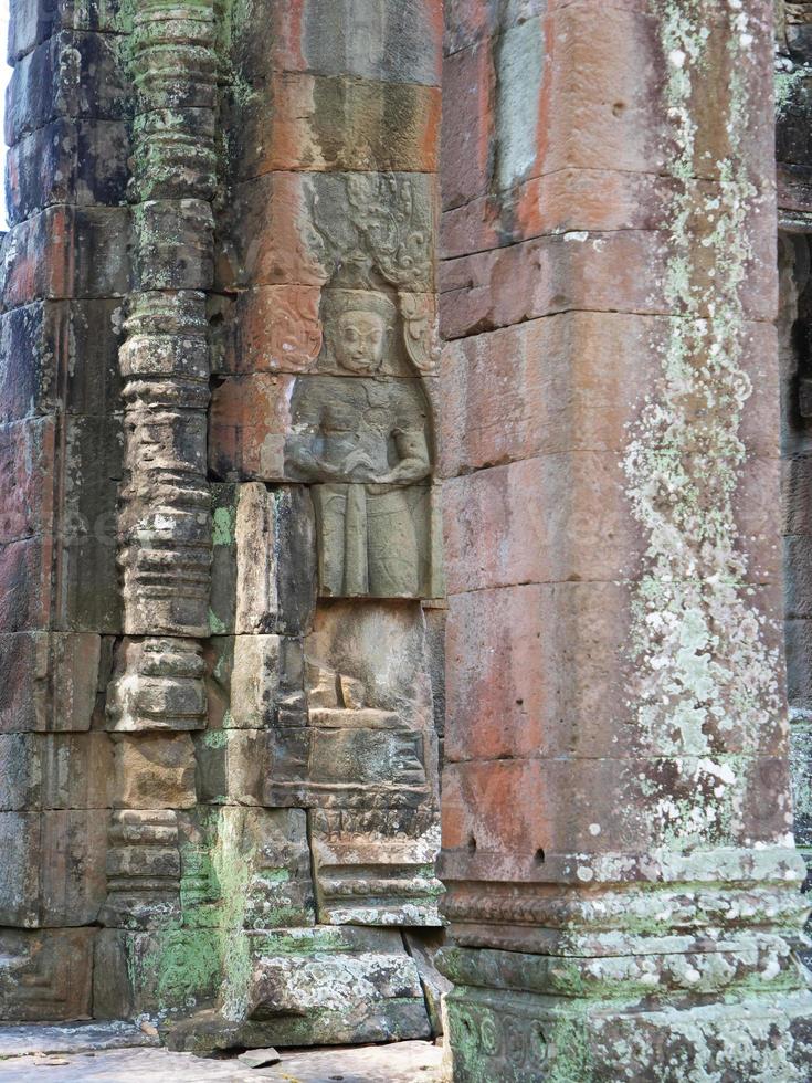 Stone carving at Banteay Kdei in Siem Reap, Cambodia photo