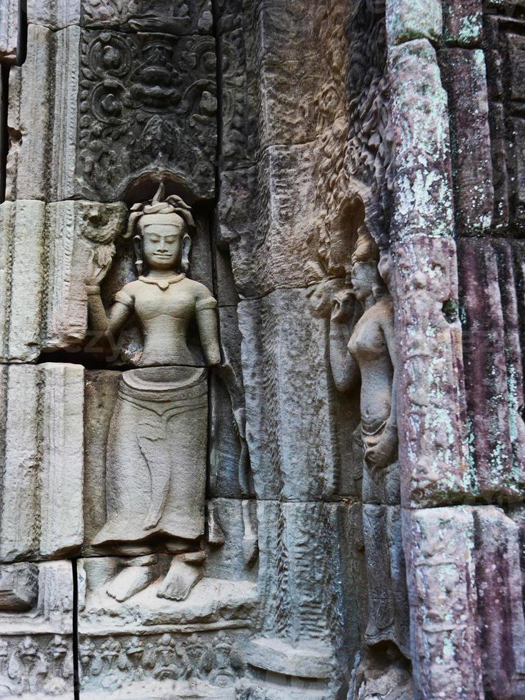 Stone carving at Ta Som temple, Siem Reap Cambodia. photo