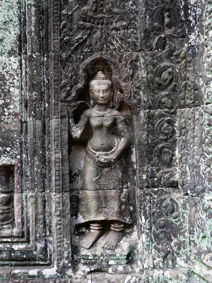 Stone carving at Ta Som temple, Siem Reap Cambodia. photo