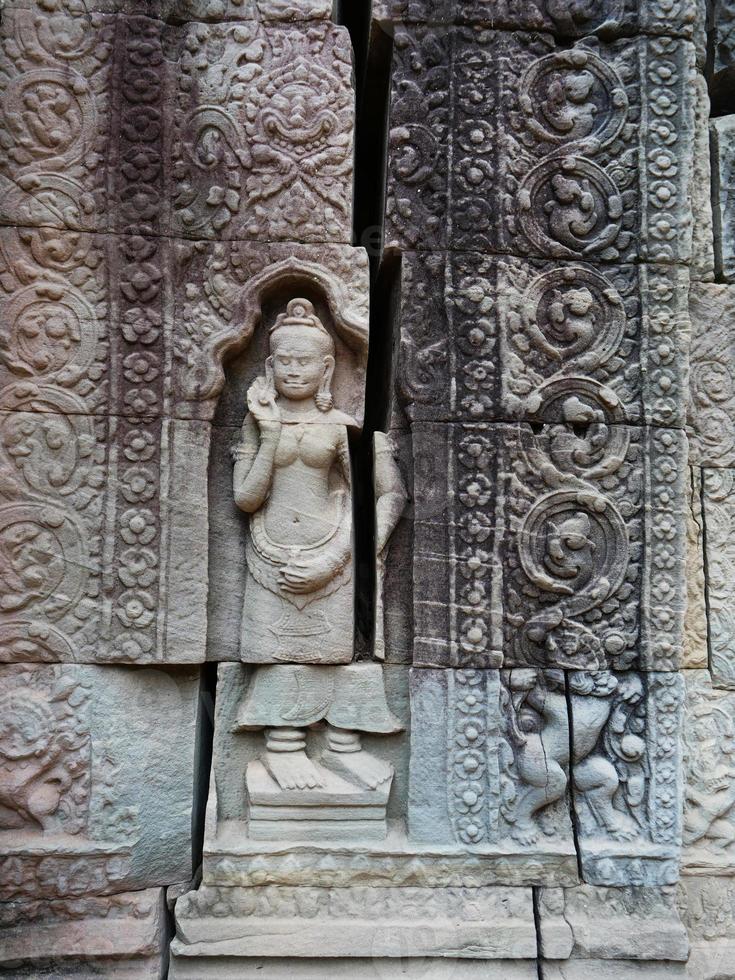 Stone carving at Ta Som temple, Siem Reap Cambodia. photo