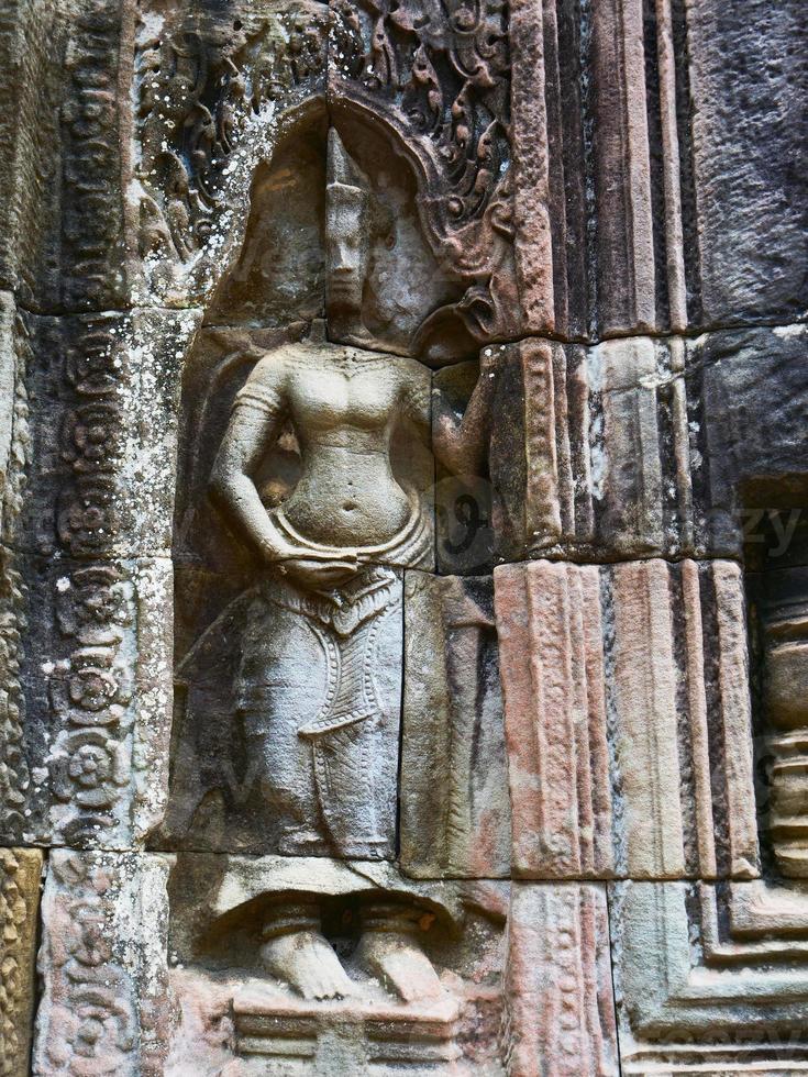 Stone carving at Ta Som temple, Siem Reap Cambodia. photo