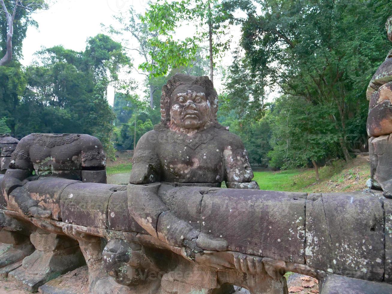 Stone rock sculpture at Preah Khan temple Angkor Wat complex Siem Reap photo