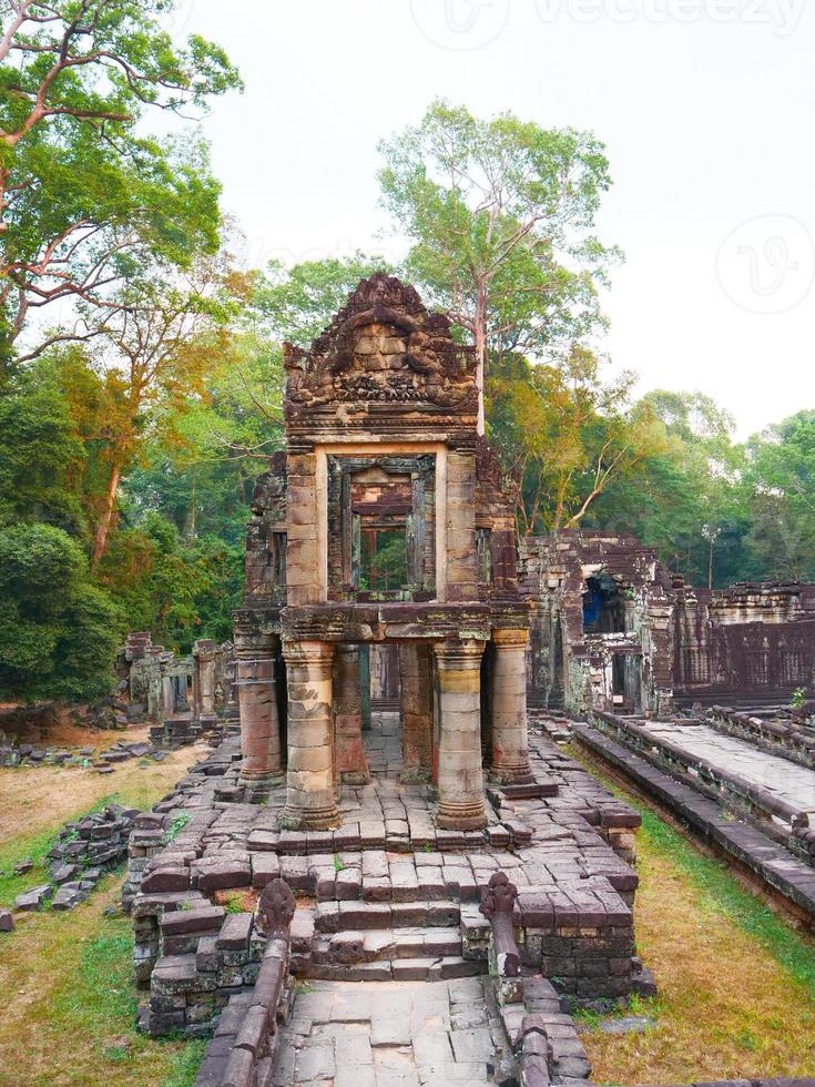 demolished stone architecture at Preah Khan temple, Siem Reap photo