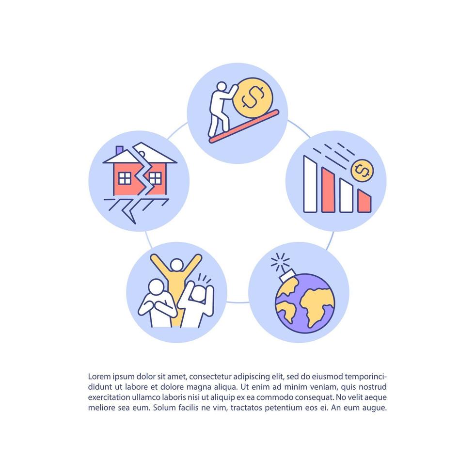 Crisis denial concept line icons with text vector