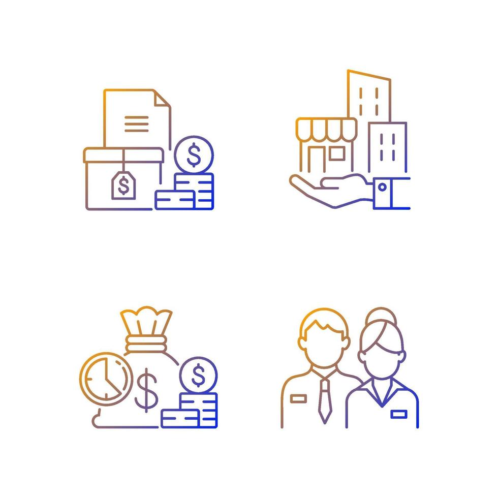 Building ownership gradient linear vector icons set