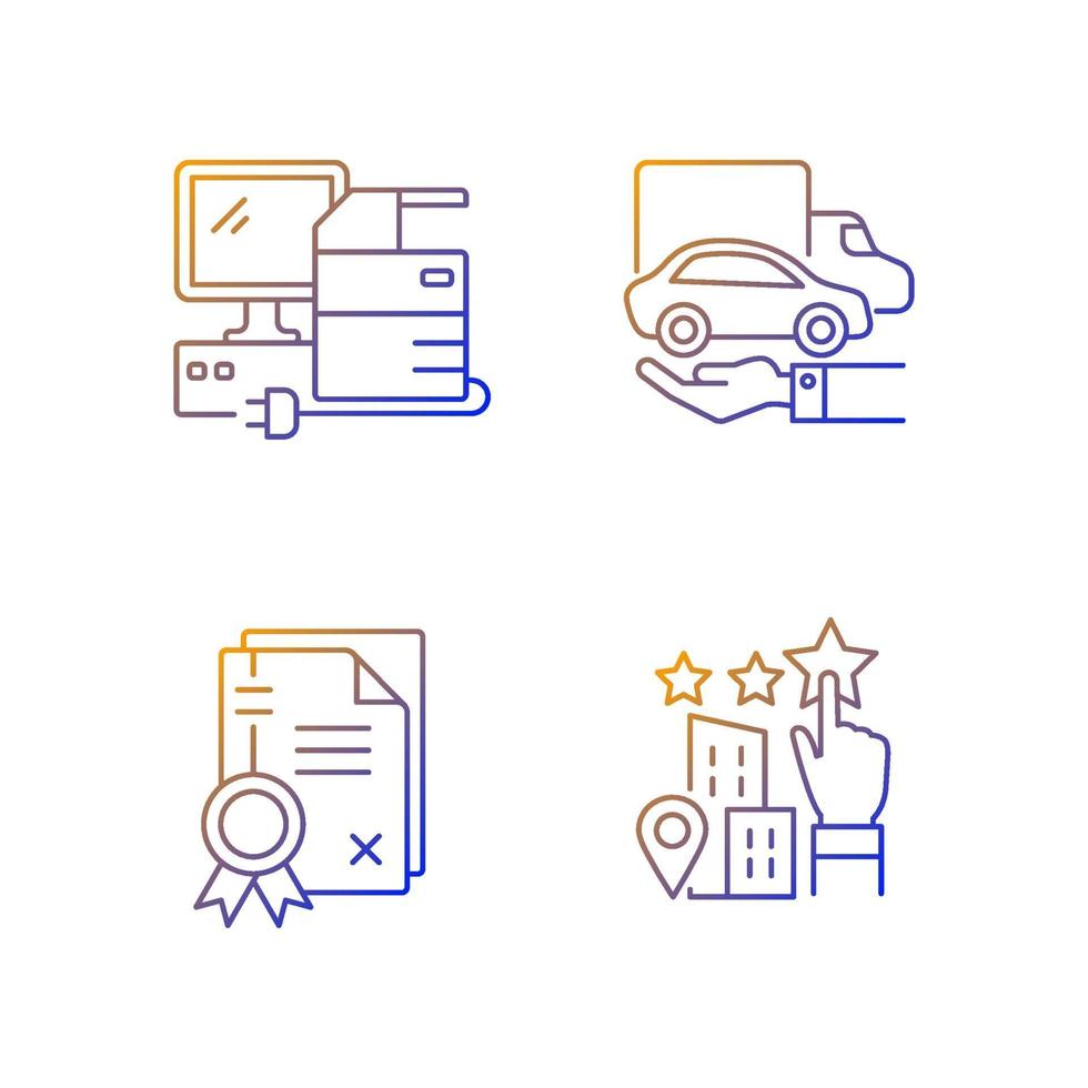 Company image gradient linear vector icons set