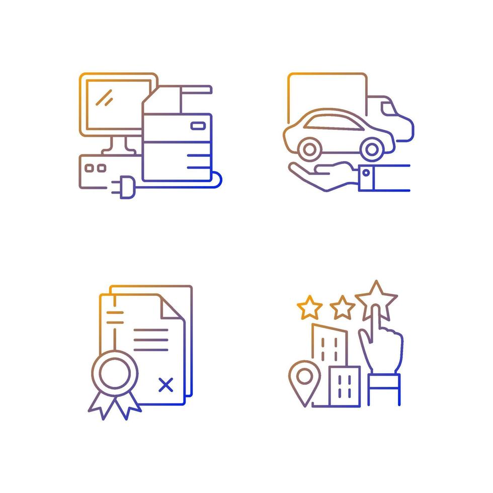 conjunto de iconos de vector lineal degradado de imagen de empresa