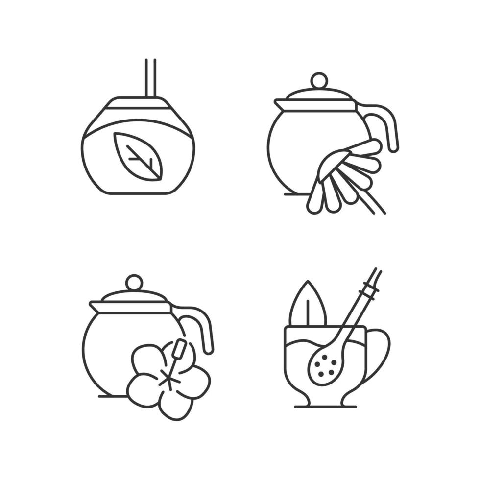 conjunto de iconos lineales de té de hierbas vector