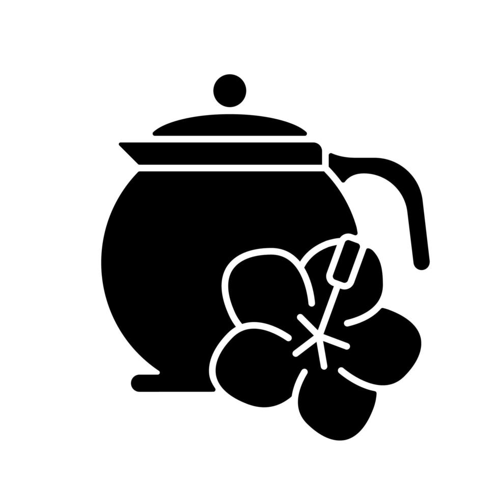 icono de glifo negro de té de hibisco vector