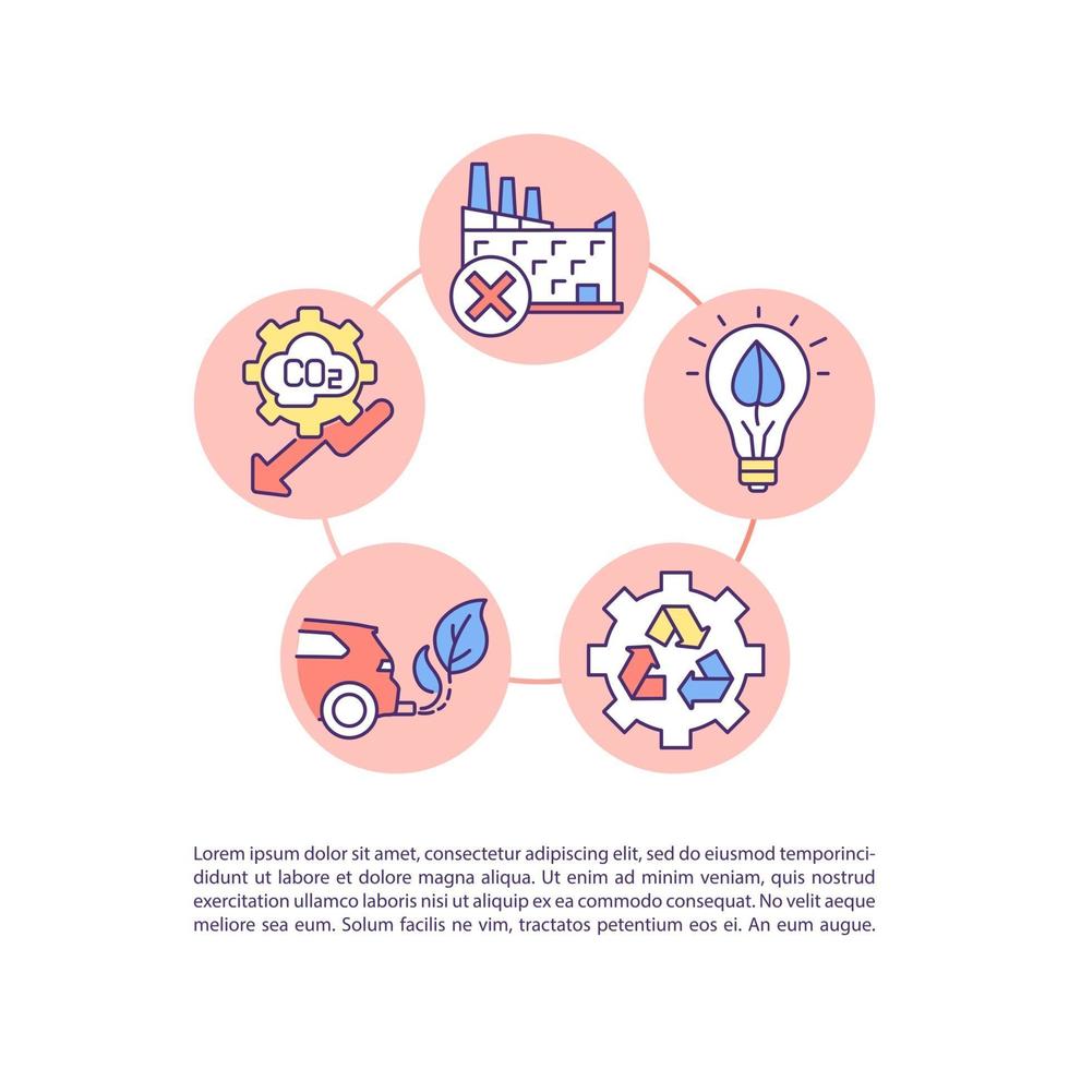 Política de iconos de línea de concepto de cambio climático con texto vector