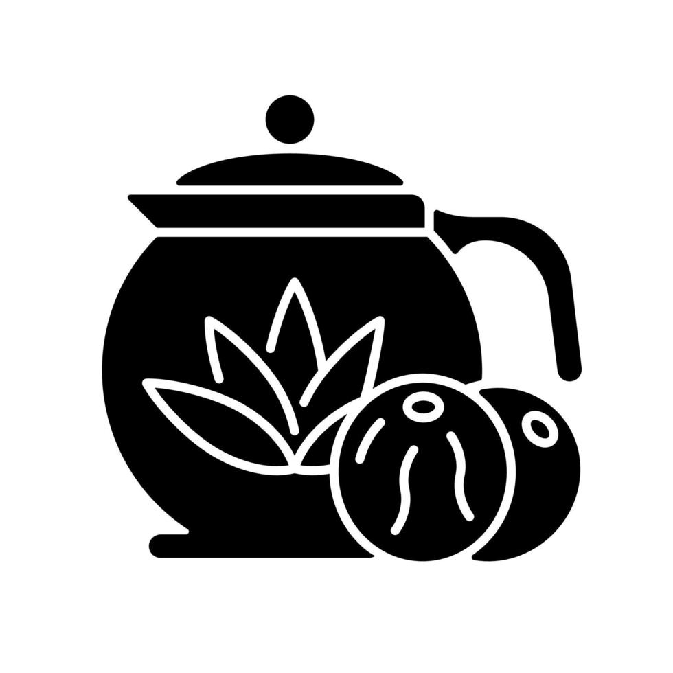 Blooming tea black glyph icon vector