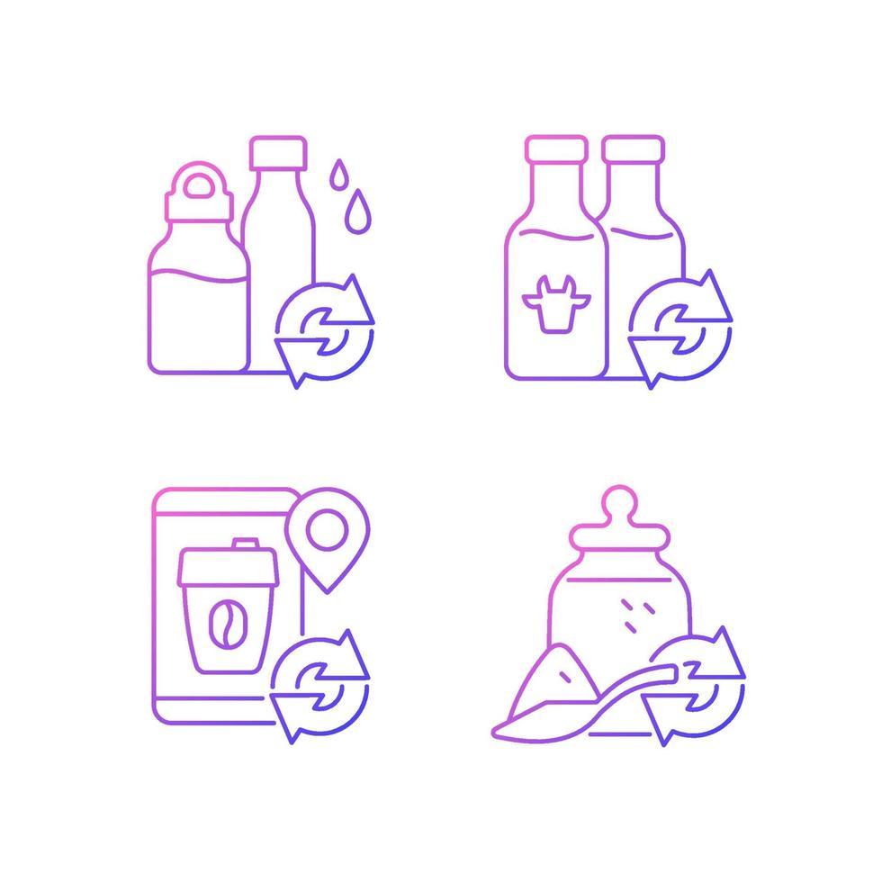 Refillable options gradient linear vector icons set