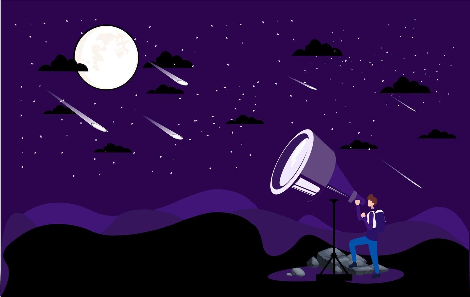 full moon night illustration vector image in the forest