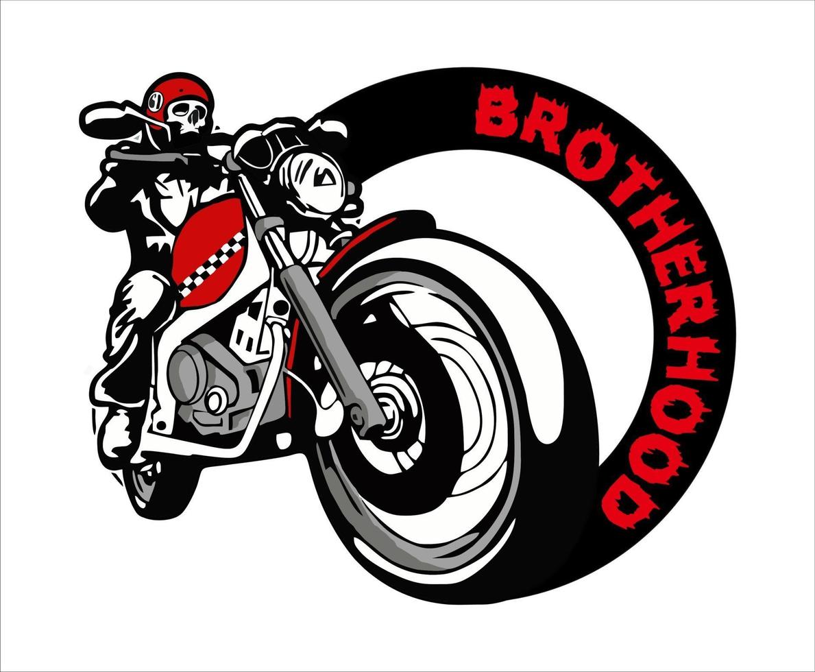 Vector image of motorbike rider illustration in red and black