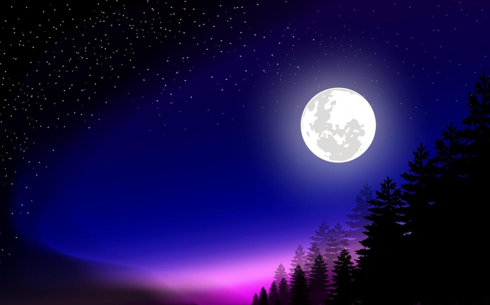 full moon night illustration vector image in the forest