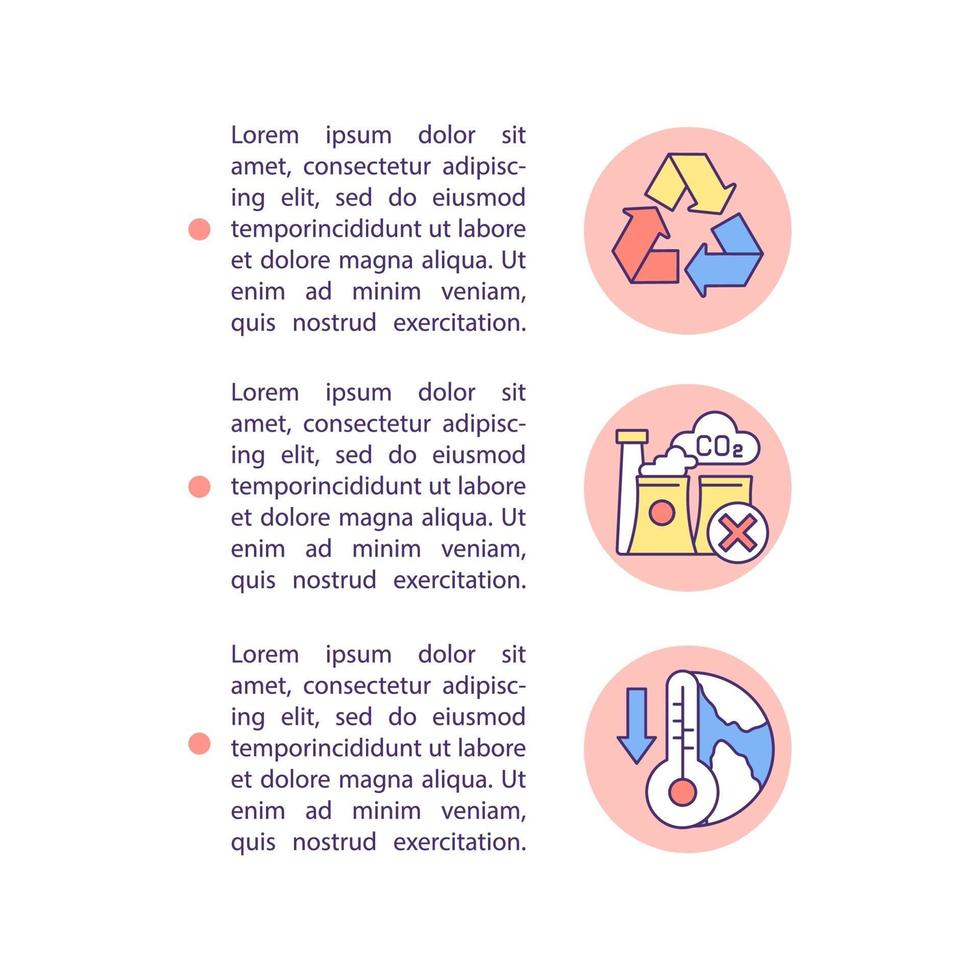 Iconos de línea de concepto de mitigación del cambio climático con texto vector