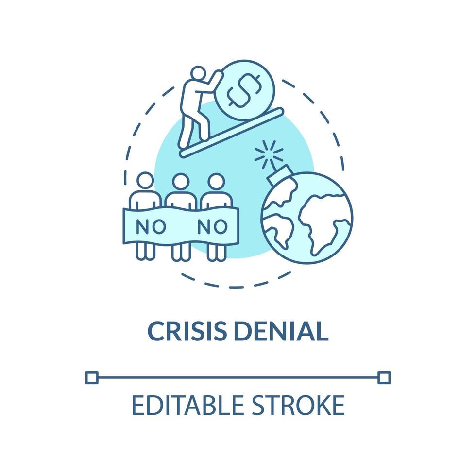 Crisis denial blue concept icon vector