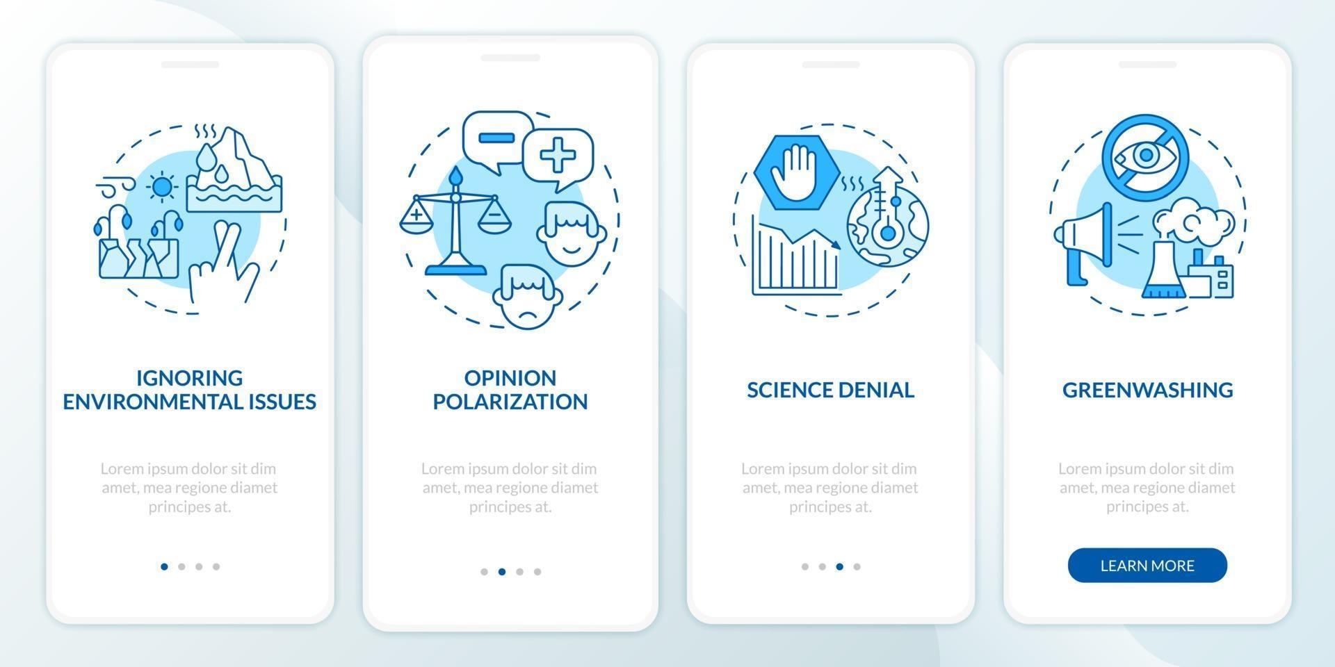 Science denial onboarding mobile app page screen vector