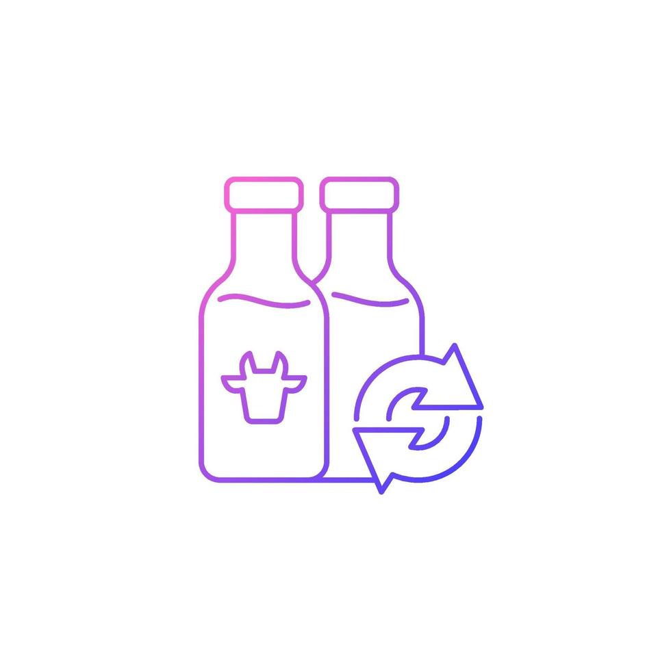 Refillable milk bottles gradient linear vector icon