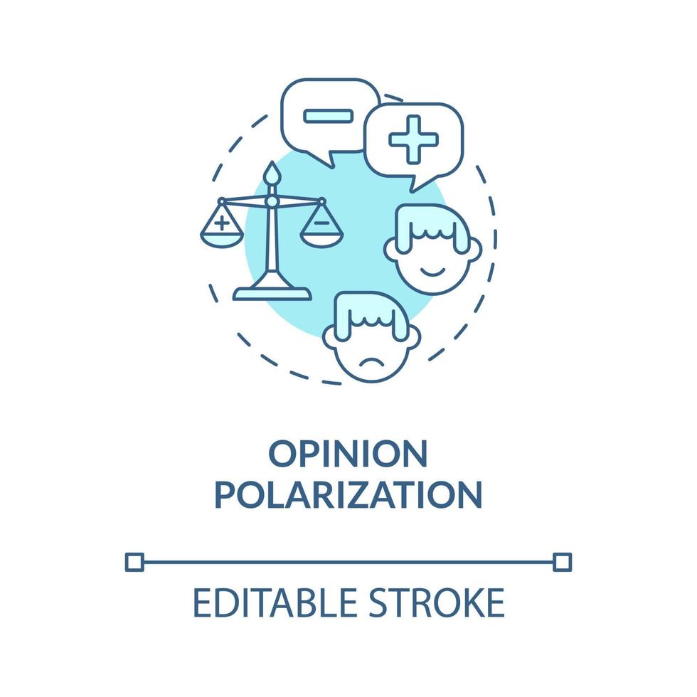 Opinion polarization blue concept icon vector