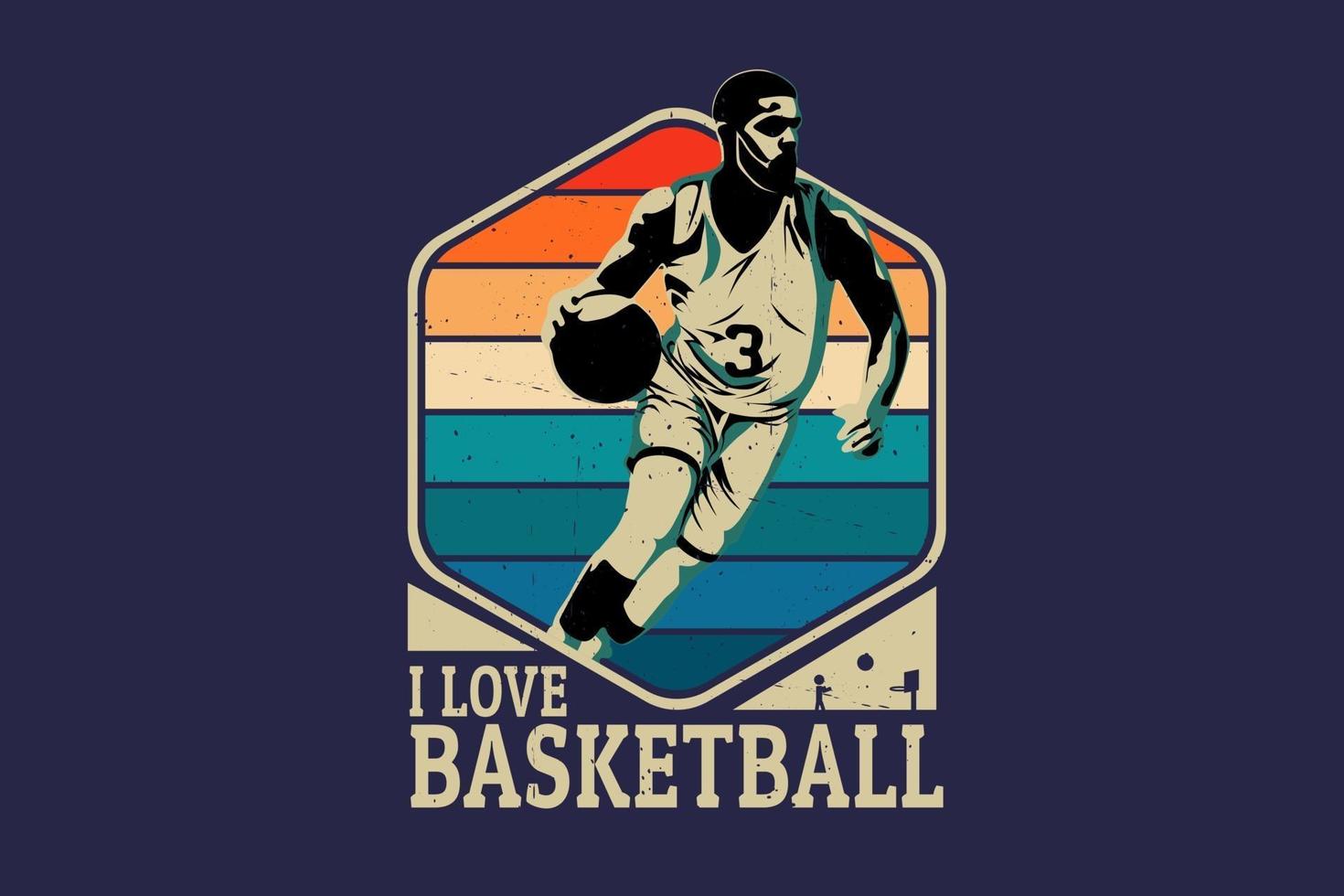 I love basketball silhouette design vector