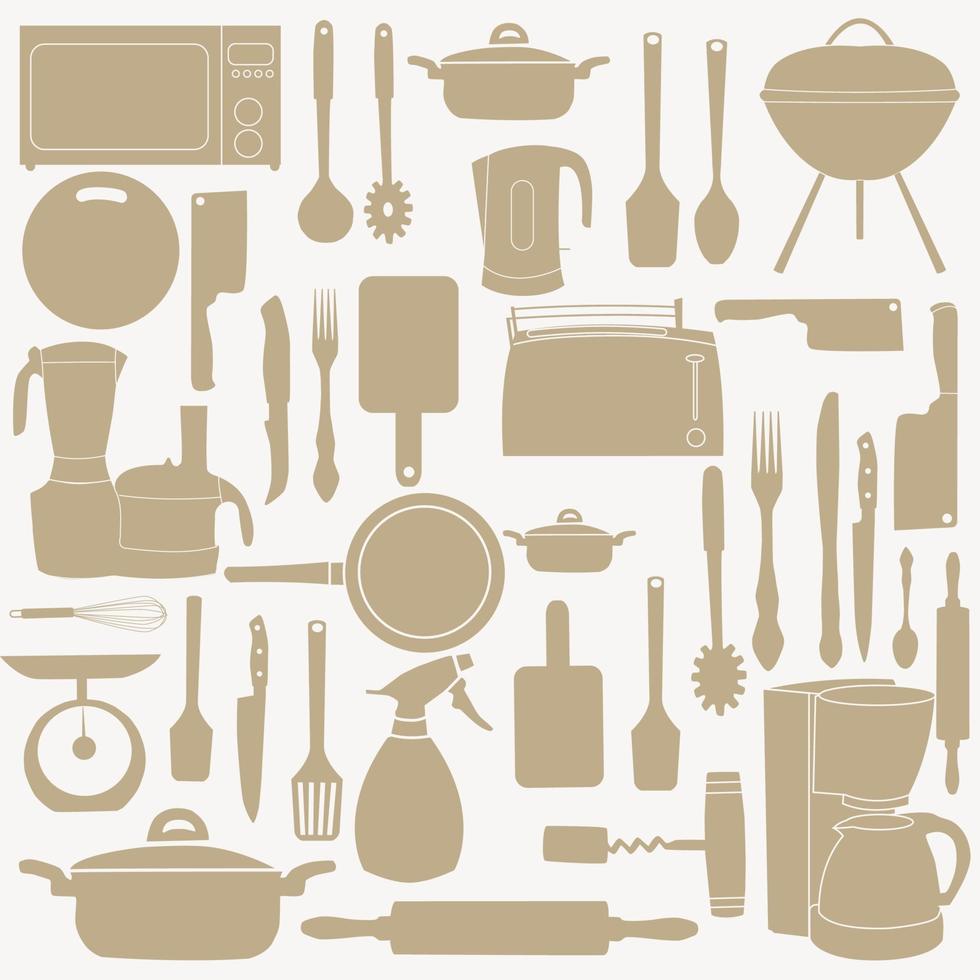 vector illustration of kitchen tools for cooking