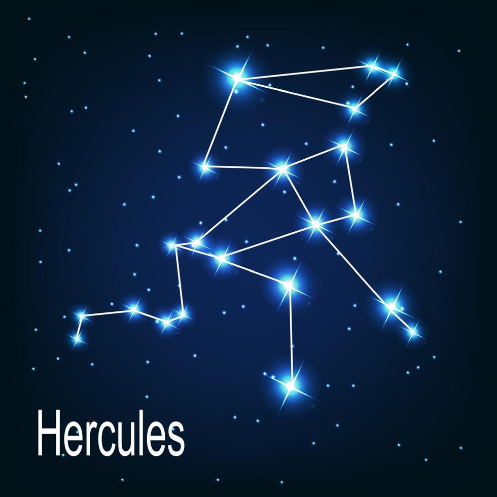 la constelación de la estrella de Hércules en el cielo nocturno. vector