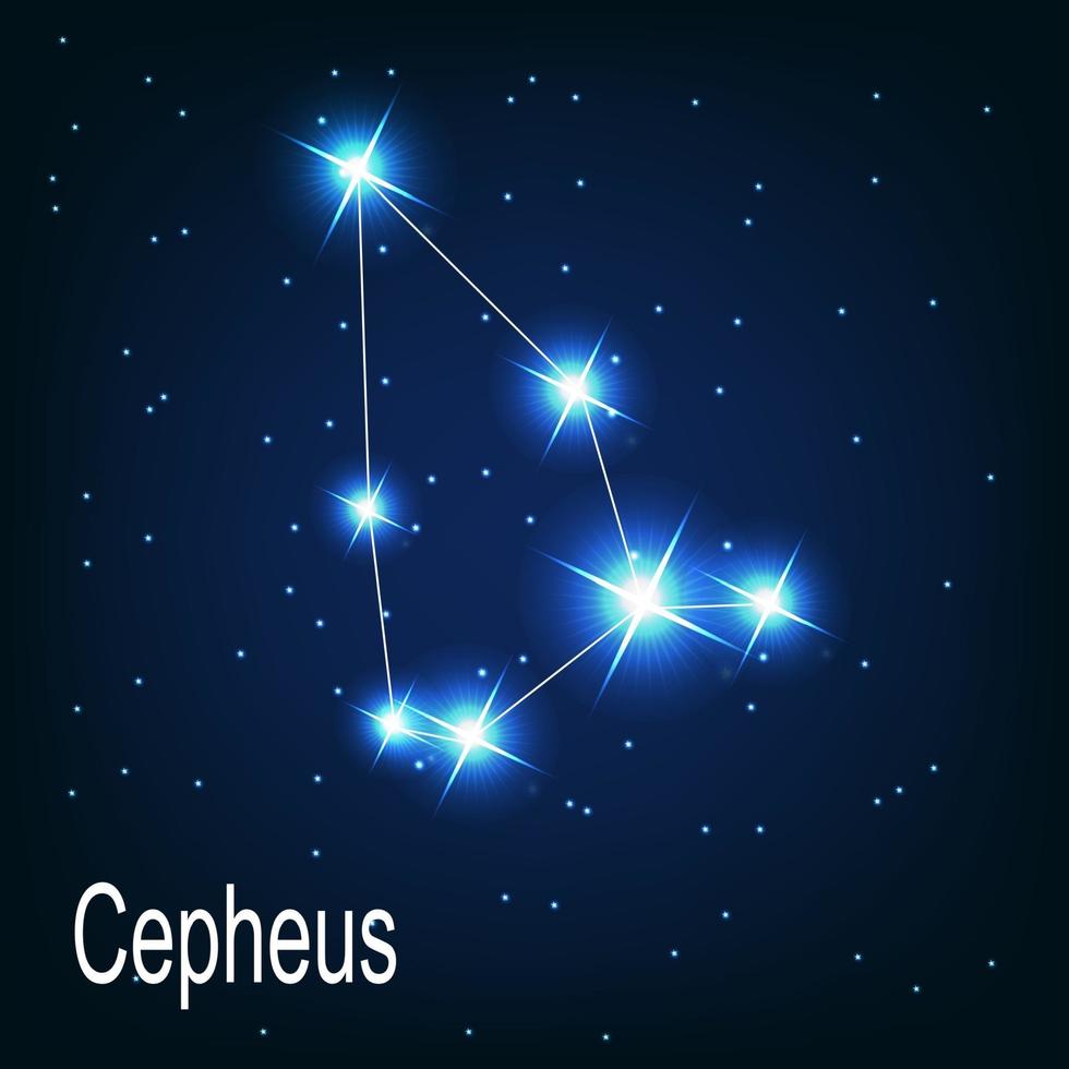 The constellation Cepheus star in the night sky. vector