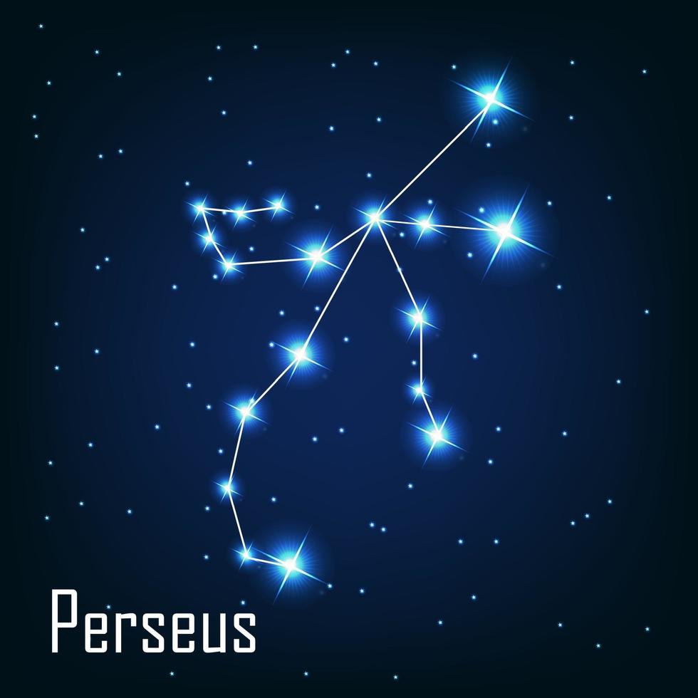 la constelación de perseo estrella en el cielo nocturno. vector