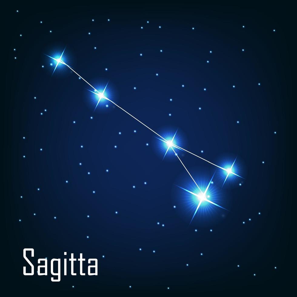 The constellation Sagitta star in the night sky. vector