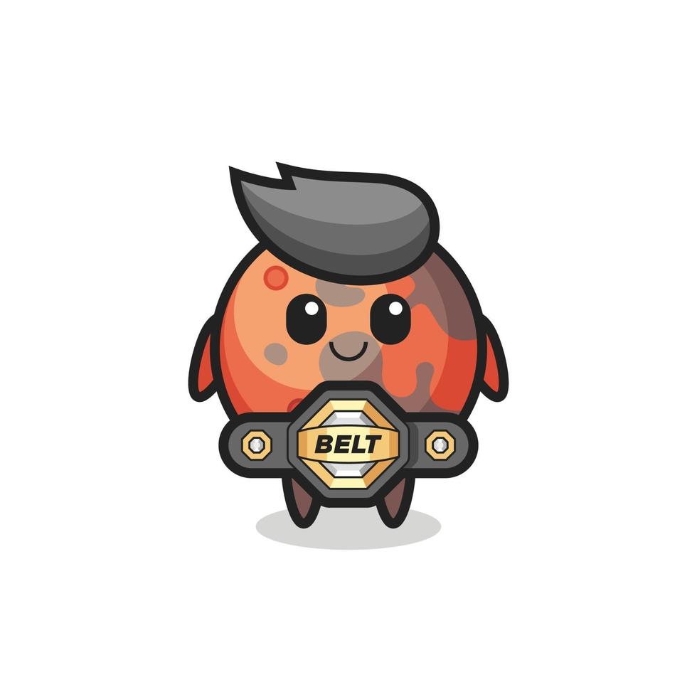 the MMA fighter mars mascot with a belt vector