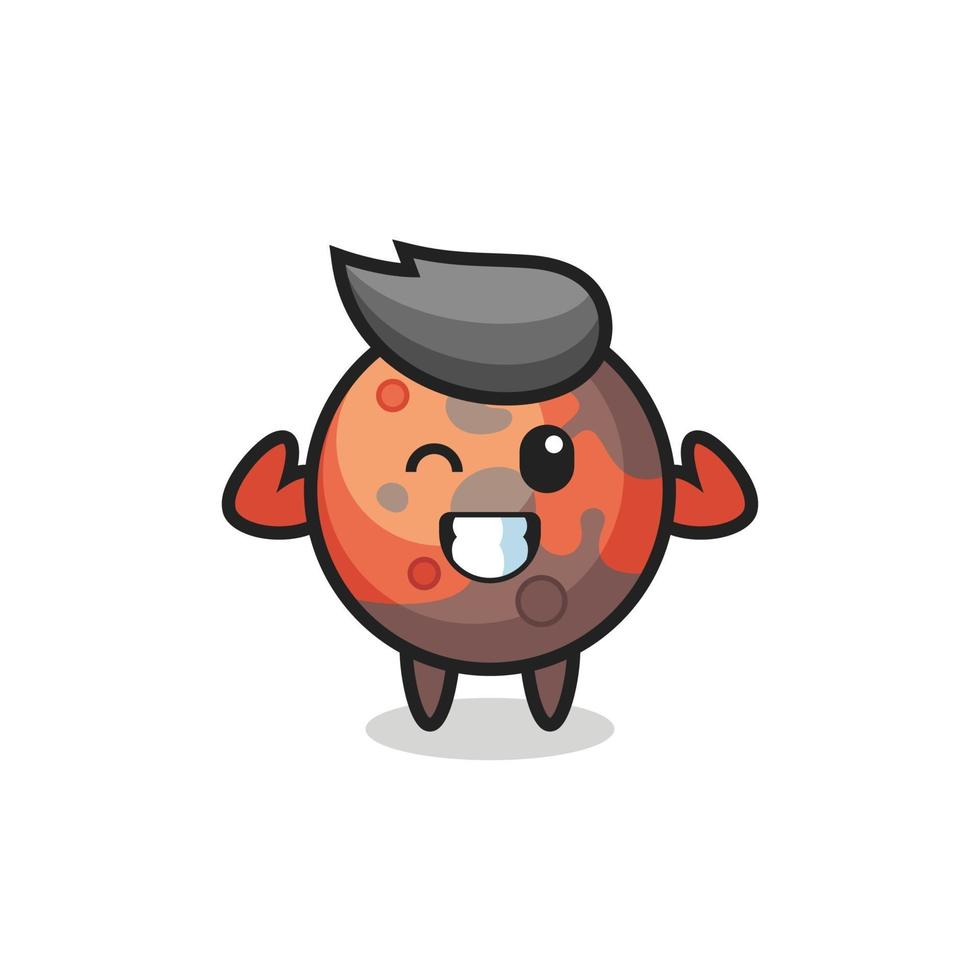the muscular mars character is posing showing his muscles vector