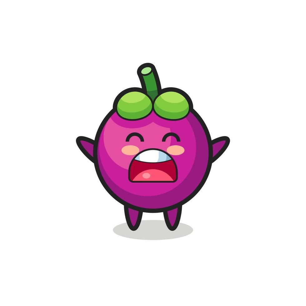 cute mangosteen mascot with a yawn expression vector